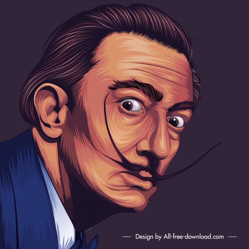  Salvador Dali Portrait croquis réaliste de bande dessinée