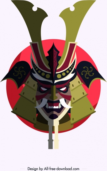 Samurai-Symbol Horror Maske Rüstung Dekor