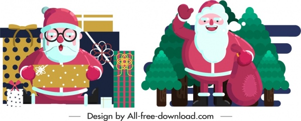 iconos de Santa Claus divertido diseño de personajes de dibujos animados