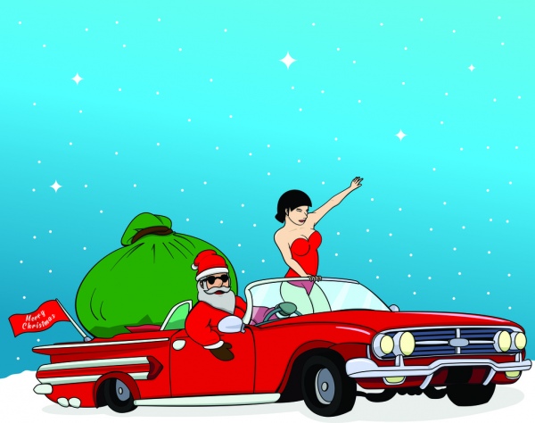 Papai Noel com carro lowrider