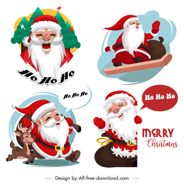 Санта иконы смешные мультипликационные персонажи эскиз