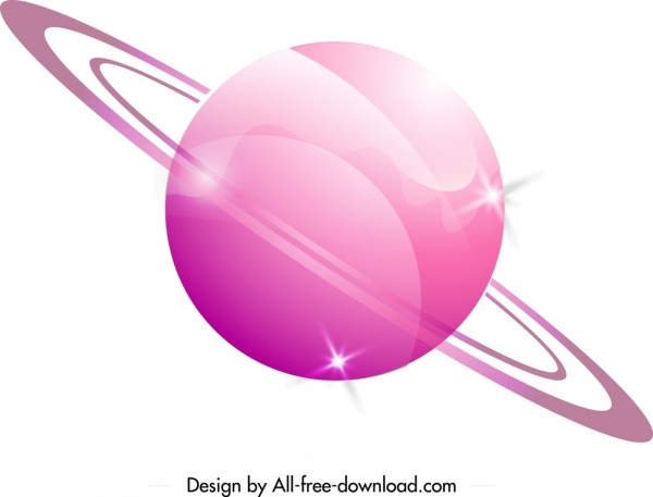 Saturnus icon planet merah muda 3D dekorasi desain modern