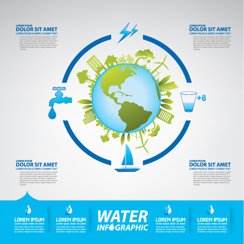 sparen Sie Wasser Infografiken Vorlage Vektor