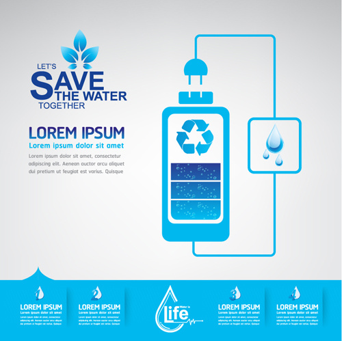 sparen Sie Wasser Infografiken Vorlage Vektor