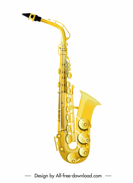 ícone saxofone brilhante decoração dourada moderna