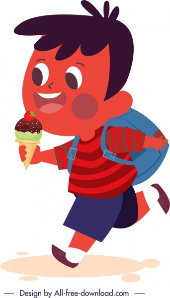 écolier icône crème glacée décor mignon dessin animé personnage