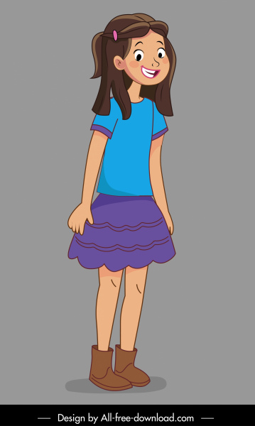 школьница значок милый эскиз мультипликационного персонажа