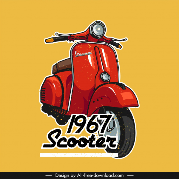 Скутер рекламный плакат Vespa эскиз классический дизайн