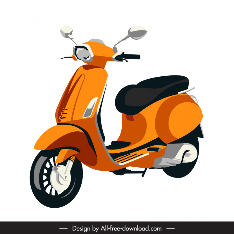 Scooter Icône Classique 3D Contour Orange Décor