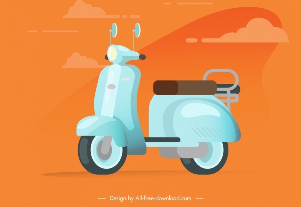 icono de scooter boceto clásico coloreado