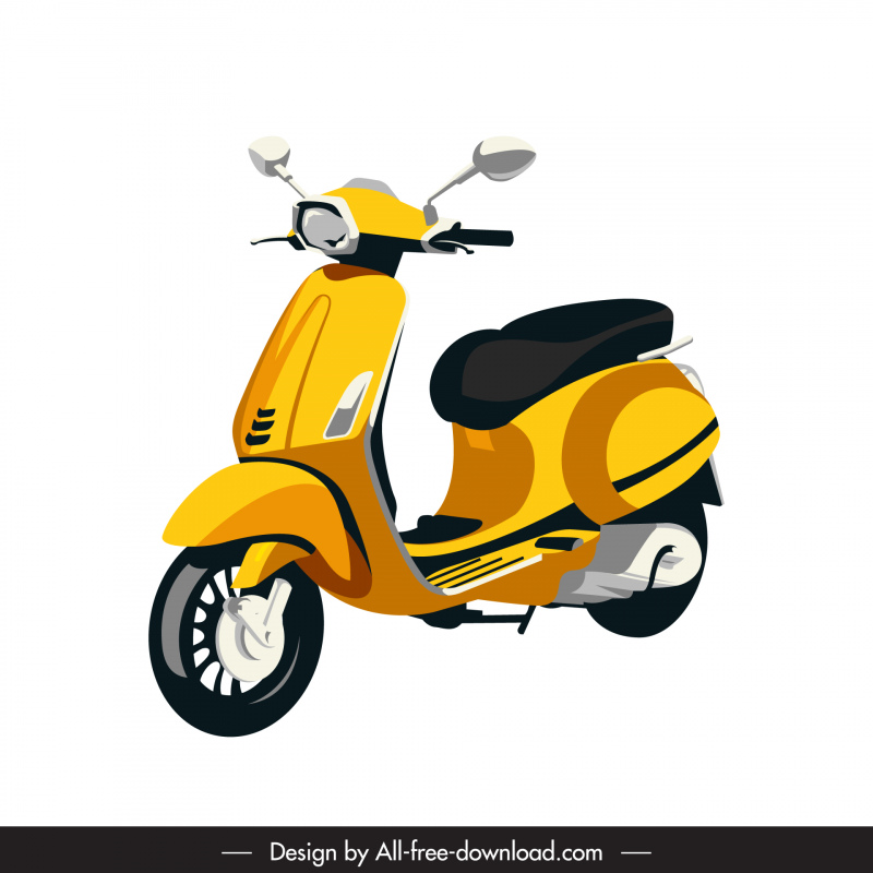 Icono de scooter elegante boceto clásico en 3D