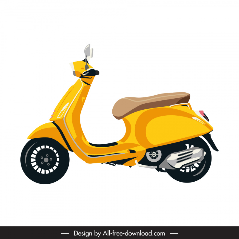 Scooter Icon Seitenansicht Skizze Elegantes gelbes Dekor