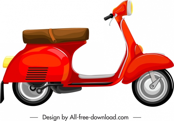 scooter moto icône brillant décor orange