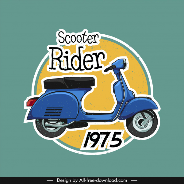scooter vehículo banner retro vespa sketch