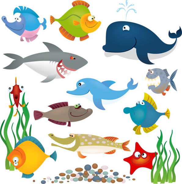 conjunto de vector de animales de mar