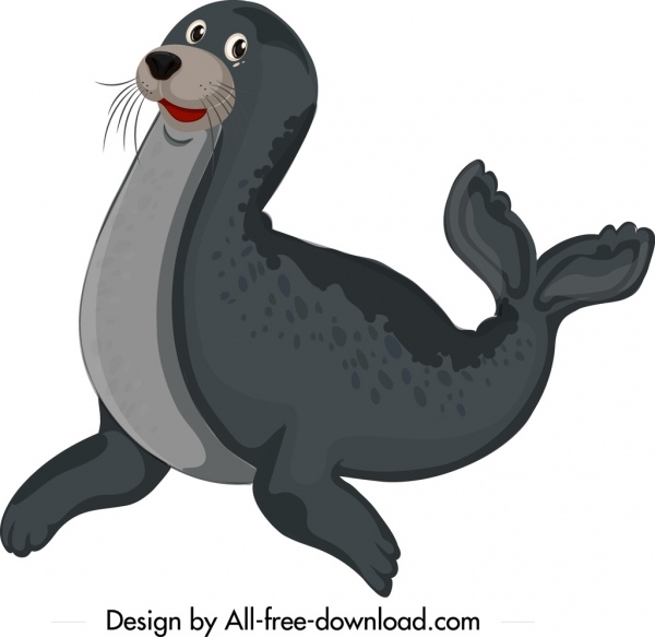 海小牛动物图标可爱的卡通人物素描