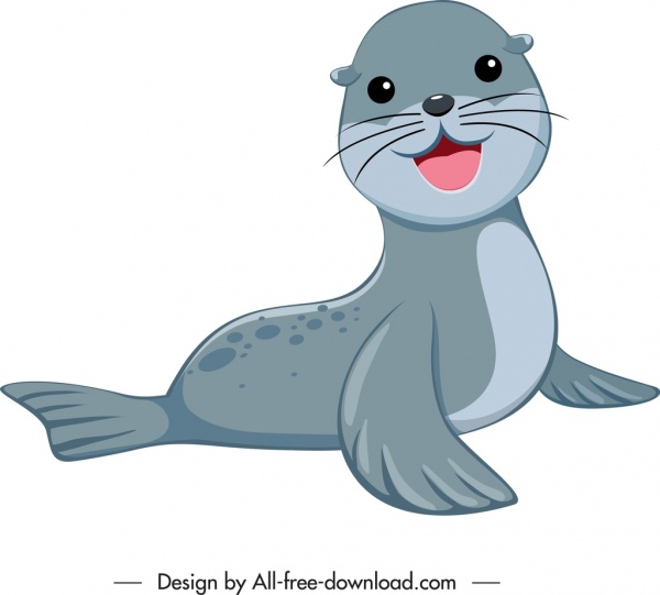 esboço de personagem do mar bezerro ícone bonito dos desenhos animados