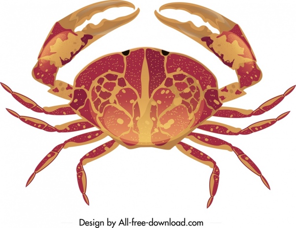 diseño marrón rojo brillante icono de cangrejo de mar
