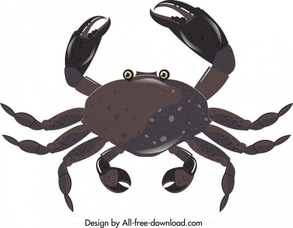 diseño moderno de mar cangrejo icono oscuro decoración negro