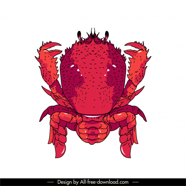 Sea Crab Icon Red Handdrawn Sketch