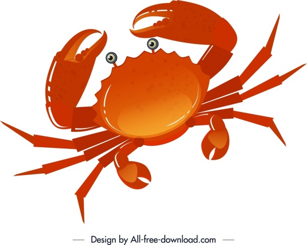 makhluk laut kepiting latar belakang ikon merah sketsa
