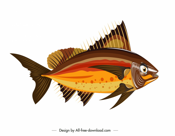 바다 물고기 아이콘 다채로운 현대 플랫 스케치