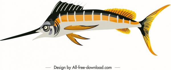 ícone de peixe do mar esboço colorido moderno brilhante