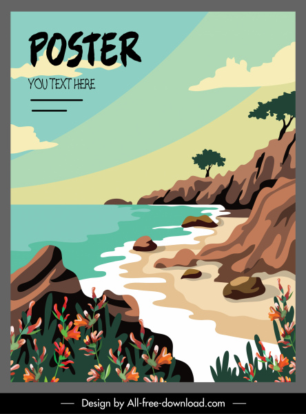 deniz sahnesi poster renkli klasik tasarım