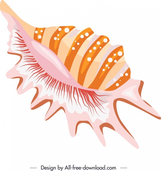 laut shell ikon sketsa berwarna cerah