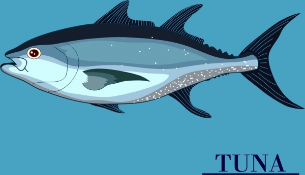 Seafood latar belakang tuna ikon dekorasi