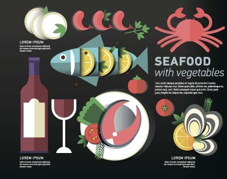 морепродукты с овощной вектор