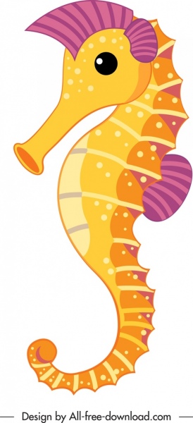 Sketsa warna-warni closeup ikon kuda laut