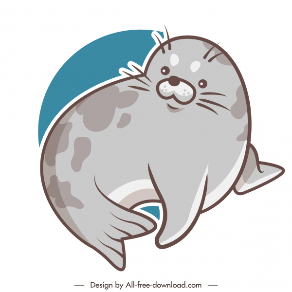 icono de criatura de foca lindo boceto plano dibujado a mano