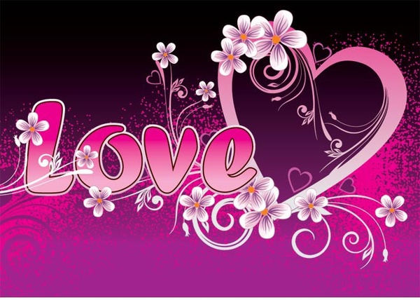 seni bunga mulus jantung cinta banner valentine vektor