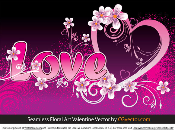 Seamless Floral Art Valentine Vector