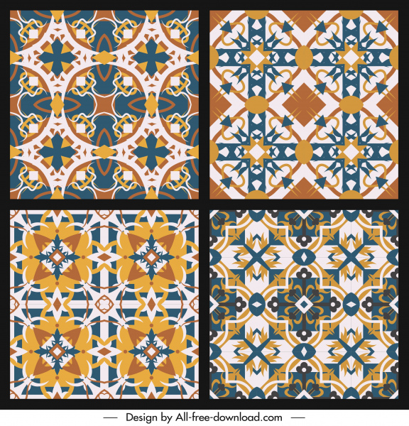 de patrones sin fisuras plantillas coloridas simétrico repitiendo una decoración clásica