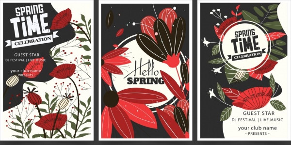 Banner sazonal define a decoração de flores tema da primavera