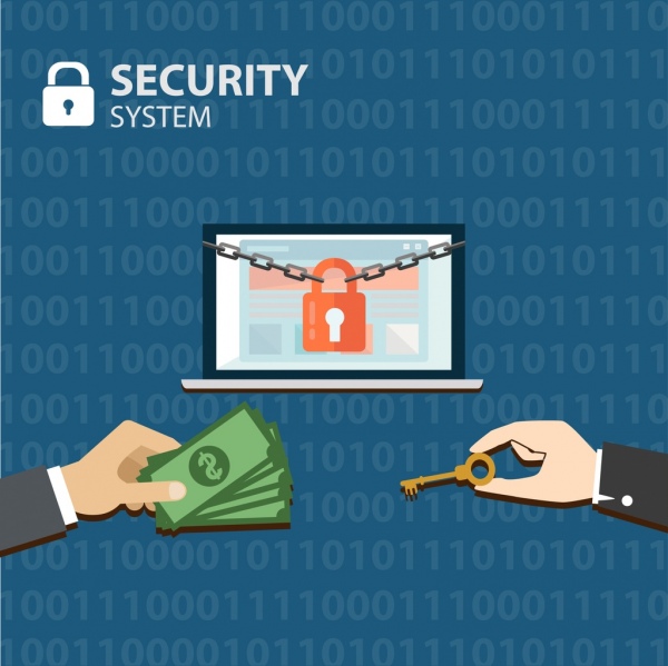 安全系统概念锁钥匙钱图标装饰