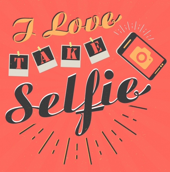 Icono de cámara selfie banner textos decoracion