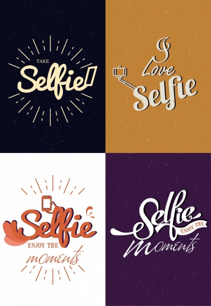 selfie banner modelos decoração texto caligráfico de isolamento