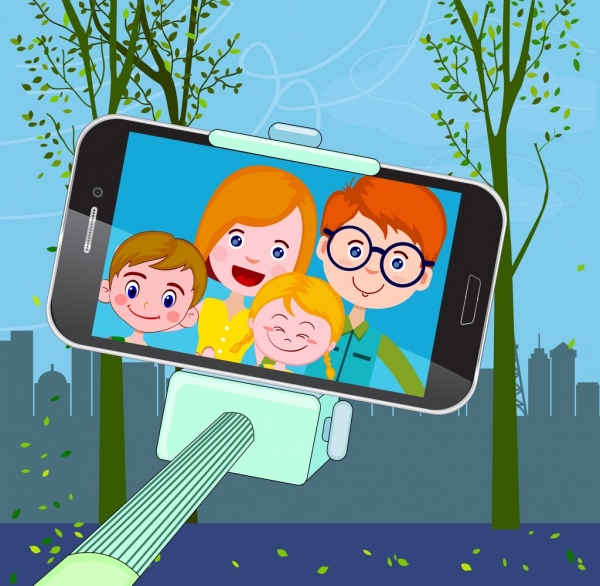 icône de selfie dessin écran de téléphone de visages humains