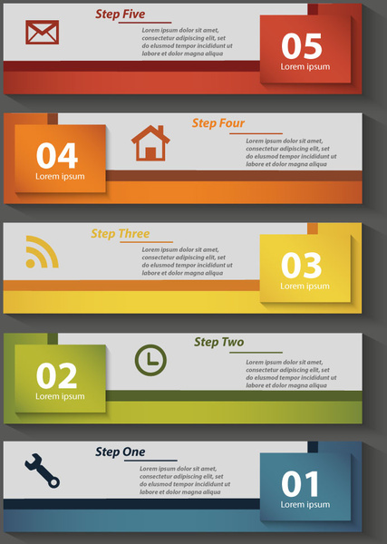 수평 배너 서식 파일 시퀀스 infographic 다이어그램 디자인
