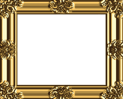 set antik foto emas bingkai elemen vektor