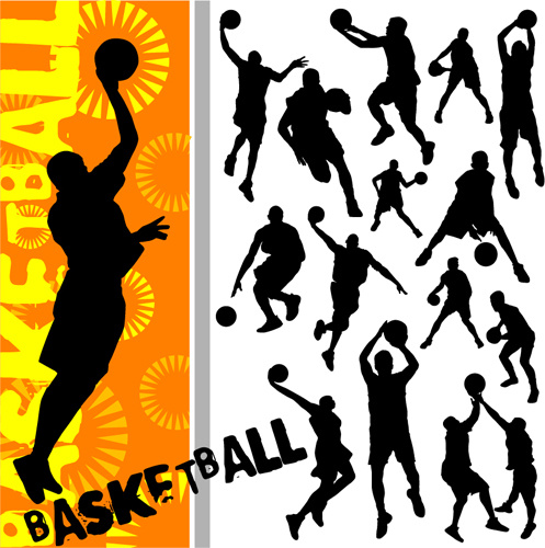 バスケットボールのデザイン要素ベクトル 4 のセット