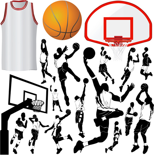 conjunto de elementos de design de basquete vetor 5