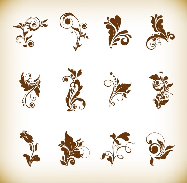 conjunto de elementos florales hermosos ilustración de vectores