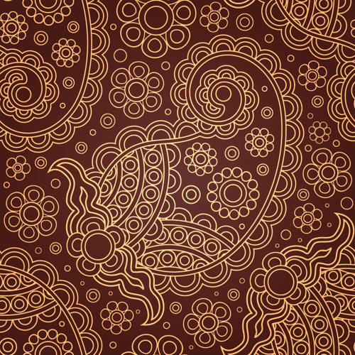 Set Of Brown Paisley Patterns Vector