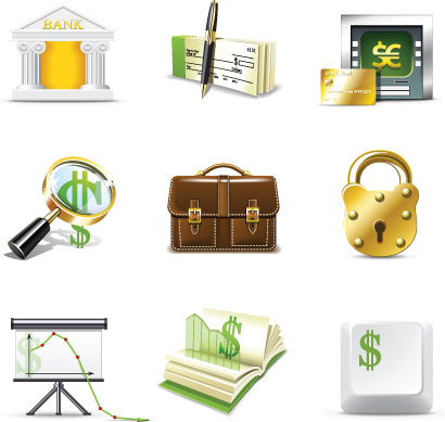 conjunto de vetores de ícones negócios finanças