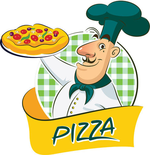 Set Of Chef With Pizza Design Vector 2