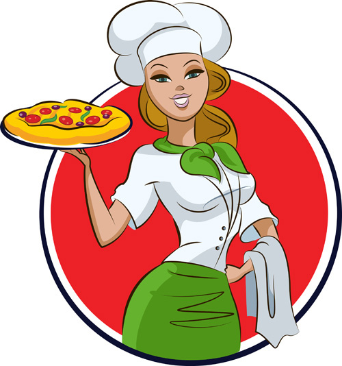 Set Of Chef With Pizza Design Vector 3